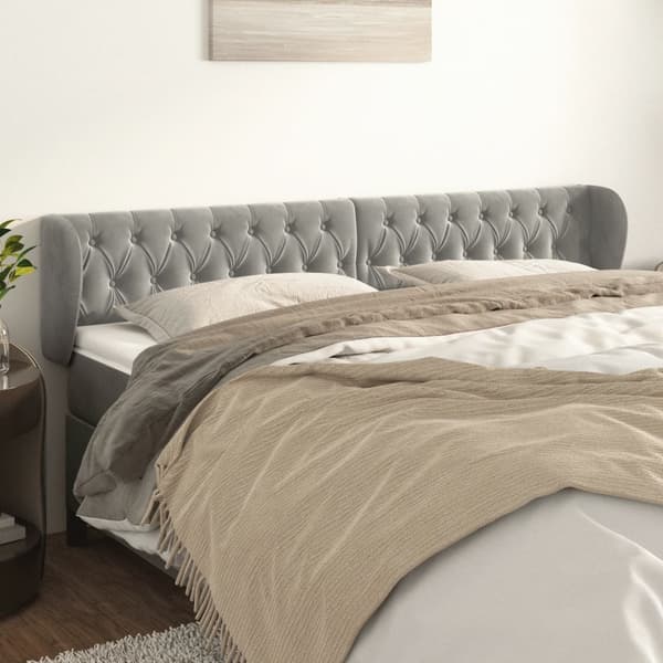 vidaXL Siivekäs sängynpääty vaaleanharmaa 183x23x78/88 cm sametti