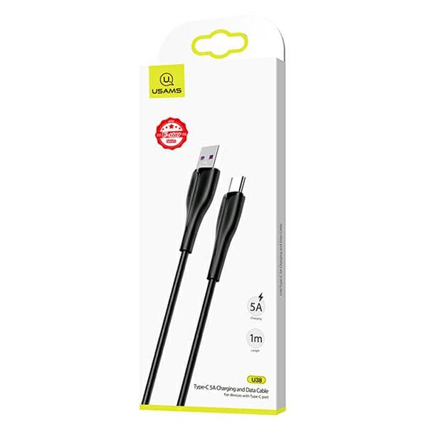 USAMS U38 USB-A til USB-C 5A hurtigopladerkabel til OPPO/HUAWEI 1m sort