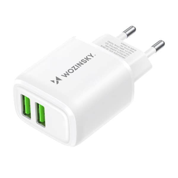 Väggladdare 100-240V 30W 2.4A 2x USB-A vit