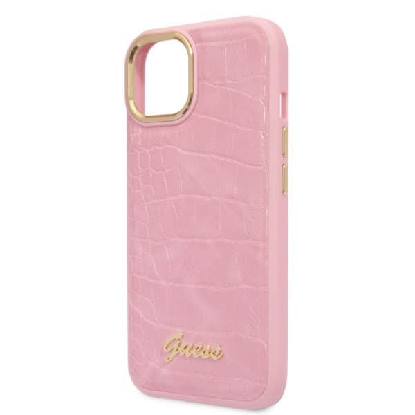 Guess Croco Collection iPhone 14 Plus-skal, rosa