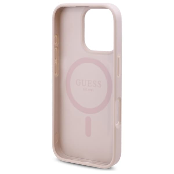 Guess 4G Blomsterprint MagSafe-etui til iPhone 16 Pro, lyserød