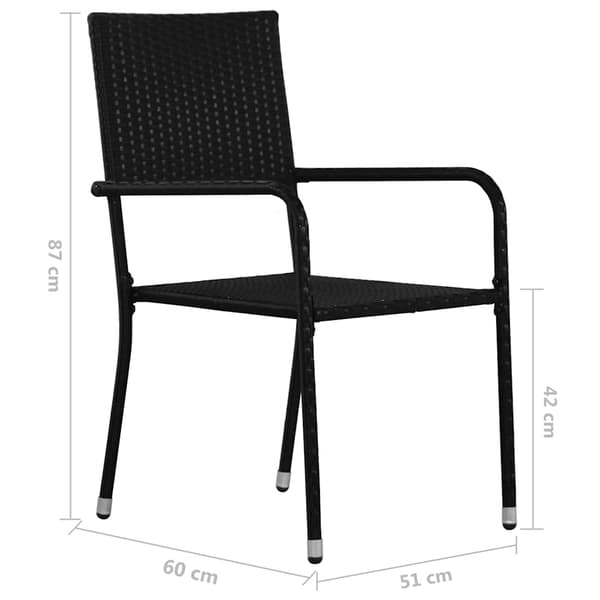 vidaXL havestole, sæt med 4, stabelbare, sort, polyrattan