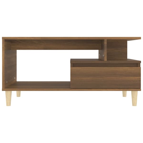 vidaXL sofabord brunt egetræ 90x49x45 cm træbaseret materiale