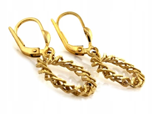 333 8k guld hængepynt øreringe, engelske ringe, elegante åbninger, dame
