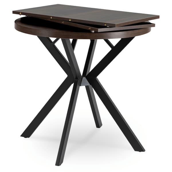 DORIAN Rundt Udtræksbord 80-160 cm Valnød/Sort Moderne Loft