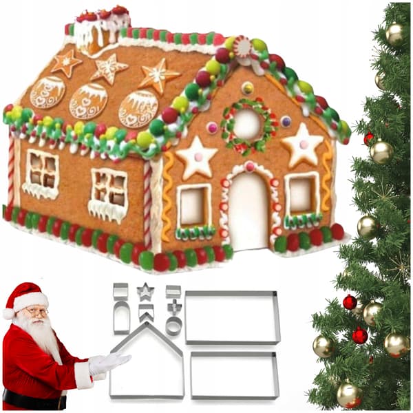 Julpepparkaksformar med julkrubba, hus, set x 10