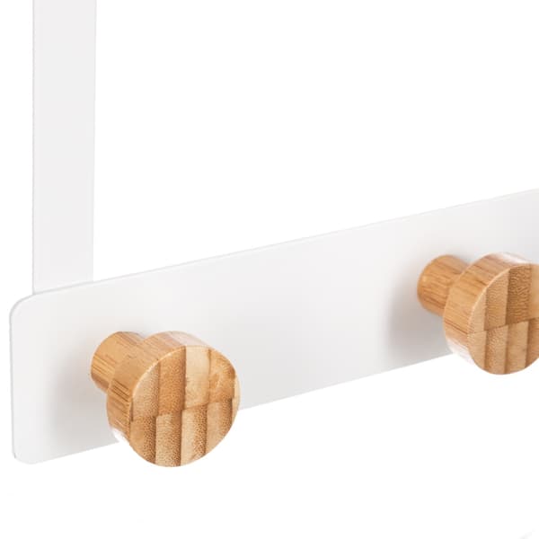 Dörrhängare i vit bambu med 5 krokar