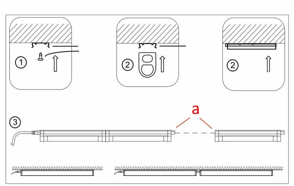 ASTAR 14W 1,17m lineær LED underskabslampe med afbryder og kabel