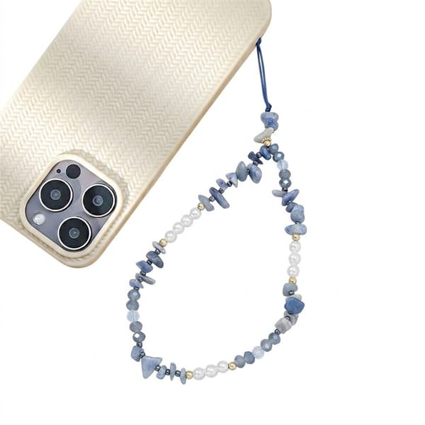 Håndledssnor, Telefonrem, Stenperlerrem, Blå