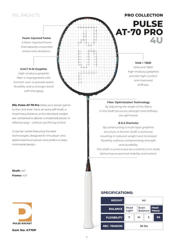 RSL Pulse AT-70 Pro badmintonracket + bonus