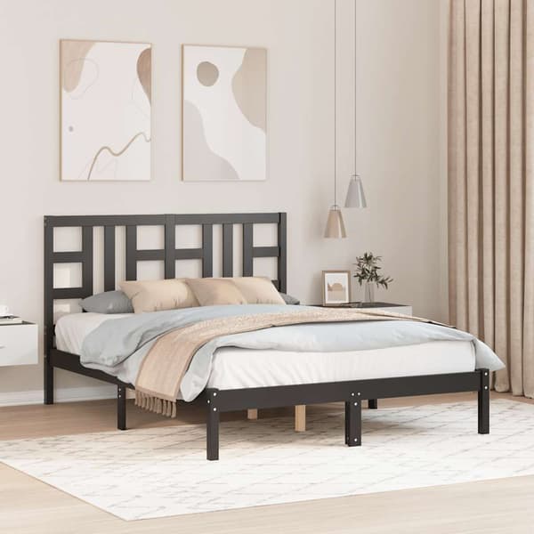 vidaXL sengestel sort massivt træ 140x190 cm
