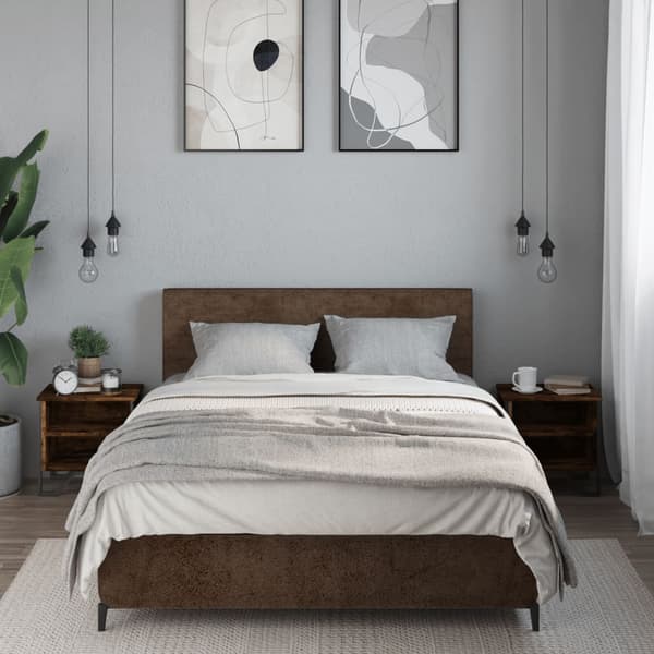 vidaXL sengeborde i røget egetræ, sæt med 2, 40x30x40 cm