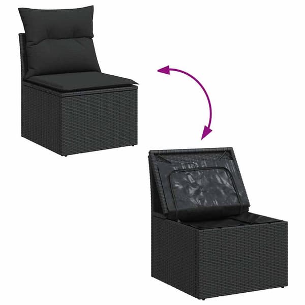 vidaXL 2-delt sofasæt med hynder, sort, polyrattan og akacie