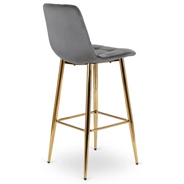 ARIEL Klädd Barstol Grå Sammet Modern Glamour