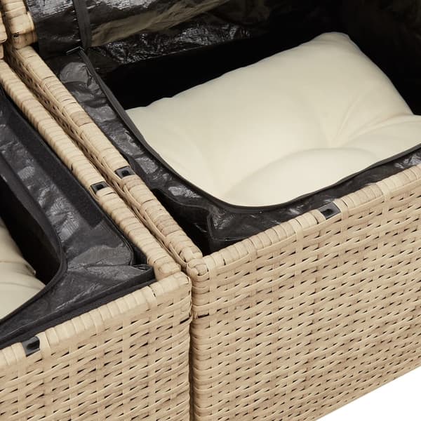 vidaXL Trädgårdssoffa med kuddar, 2-sits, beige, polyrotting