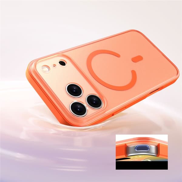 iPhone 17 Pro Max coversæt, MagSafe, mat med kamerabeskyttelse, orange + glas