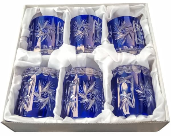 Koboltkrystal whiskyglas 280 ml Olivenkværn