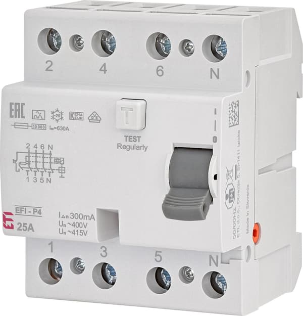 Differentialbrytare - 6 kA EFI6-P4 A 63/0,03
