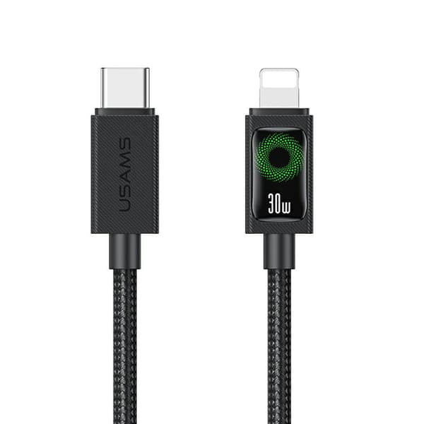 USAMS U92 30W USB-C til Lightning-kabel 1,2m sort