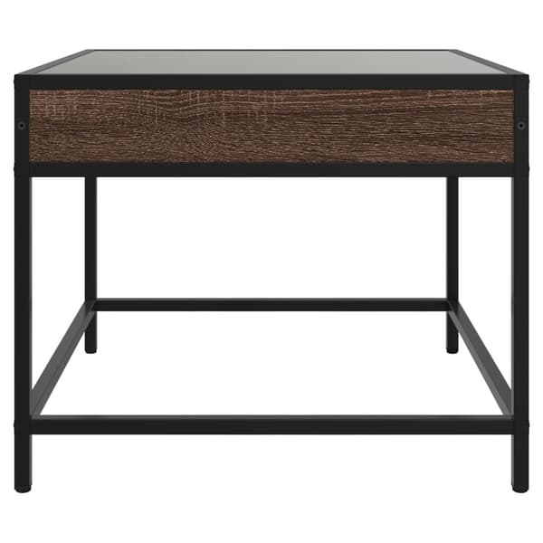 vidaXL Infinity sofabord med LED-lys brunt egetræ 50x50x41 cm