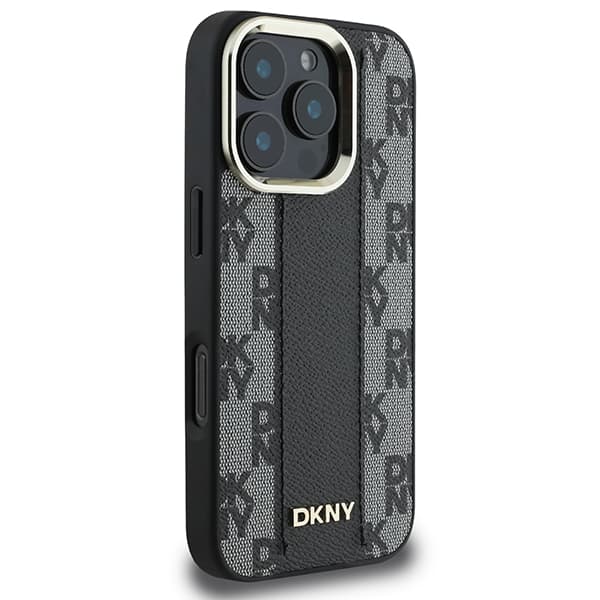 DKNY Magsafe-etui med ternet mønster til iPhone 16 Pro Max, sort