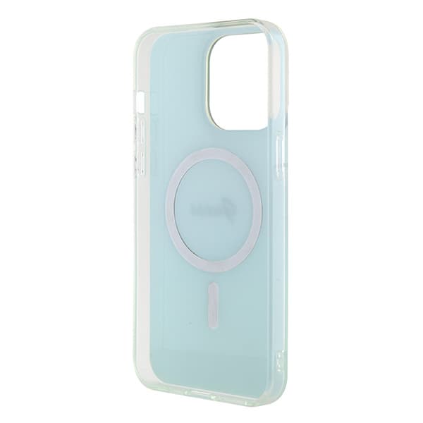 Guess IML Iridescent MagSafe-etui til iPhone 15 Pro Max, turkis