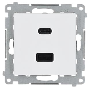 Simon 54 Dual USB Vægoplader C+A 30W Hvid