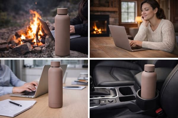 500 ml ståltermoflaske til varme og kolde drikke, brun