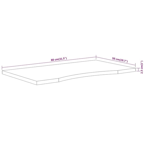 vidaXL skrivebordsplade 80x50x2,5 cm rektangulær massiv akacietræ