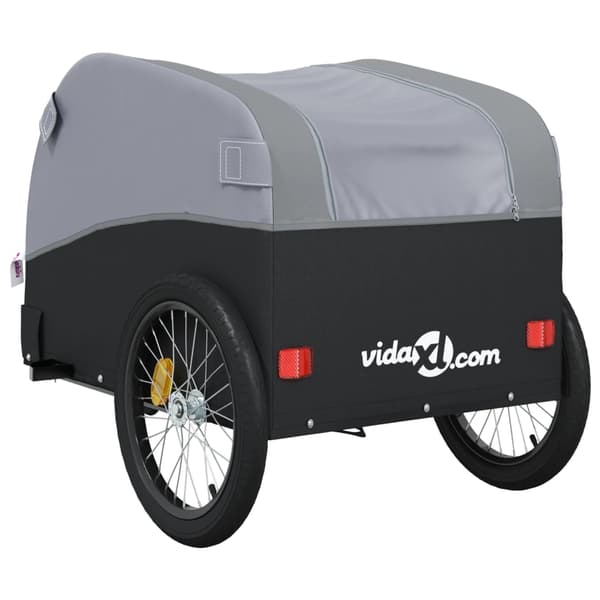 vidaXL cykelanhænger, sort og grå, 45 kg, jern