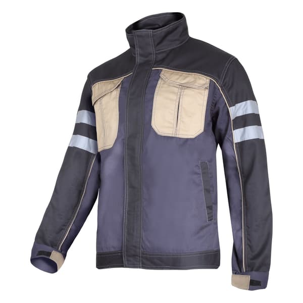 GRÅ-SORT-BEIGE SWEATSHIRT MED REFLEKTSTRIBER, "2XL", CE, LAHTI
