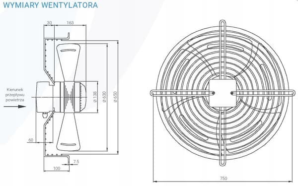 FST 630 mesh aksialventilator, kraftudsugning