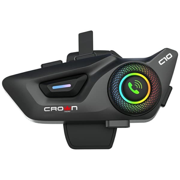 Crown C10 Bluetooth 5.3 Motorcykel Intercom Sort