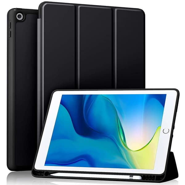 Etui til iPad 10.2" 2021/2020/2019 (9./8./7. generation), med stylusholder, sort