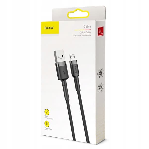 Baseus USB-mikro-USB-kabel 2A 3m dubbelsidig lång