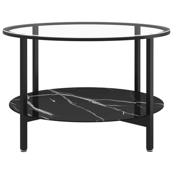 vidaXL sofabord, sort stel og marmor, hærdet glas, 70 cm