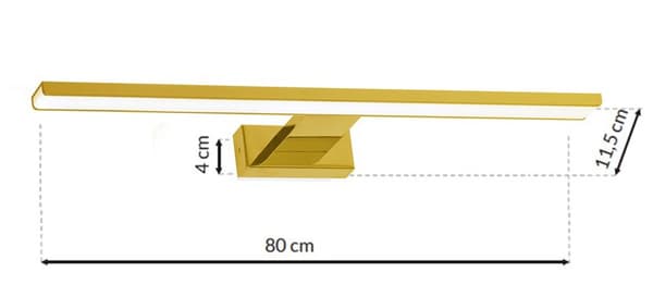 Shine guld spejlvæglampe 80 cm
