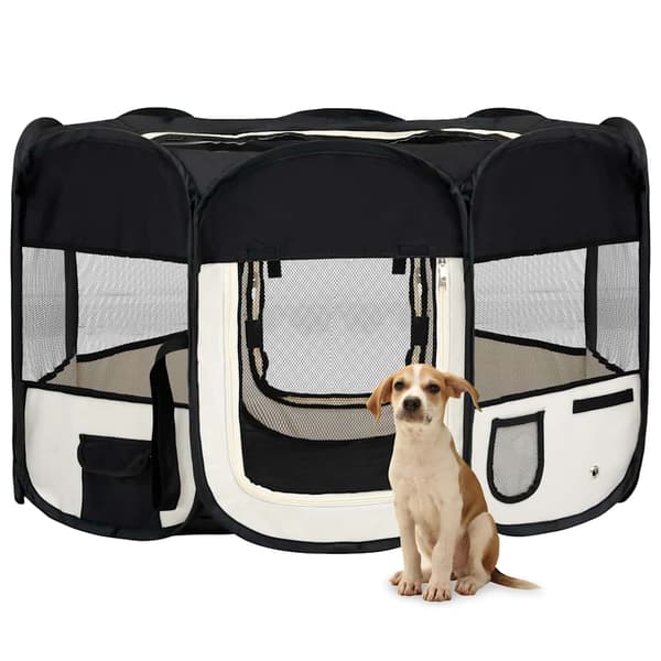 vidaXL foldbart hundebur med bærepose sort 125x125x61 cm