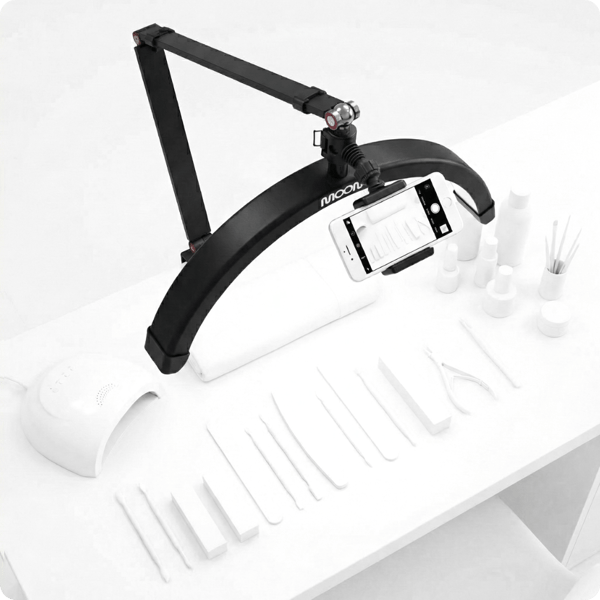 LED Kosmetiklampe MOON Bow 20W Til Øjenvipper Til Skrivebord Sort 42 cm