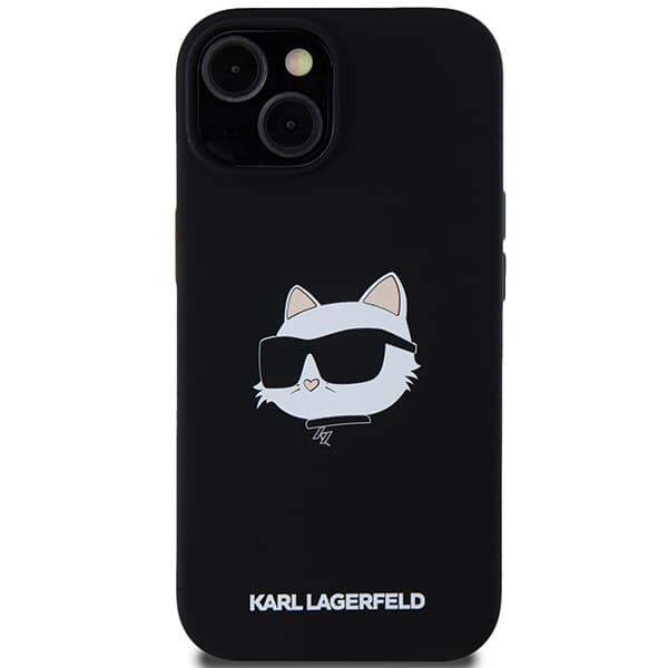 Karl Lagerfeld Silikone Choupette Head Magsafe-etui til iPhone 15 Plus, Sort