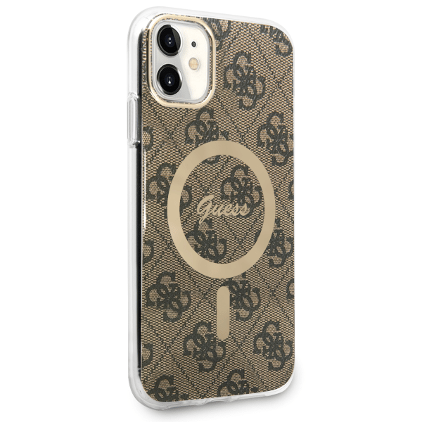 Guess IML 4G MagSafe-etui til iPhone 11, brun/brun