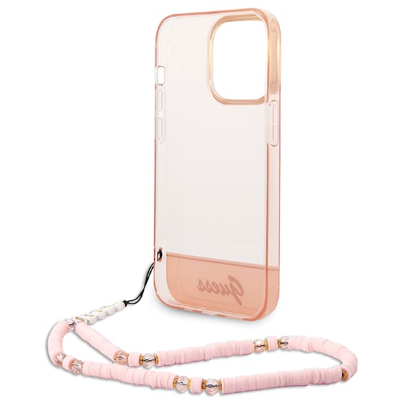 Guess Translucent Pearl Strap-skal till iPhone 14 Pro, Rosa