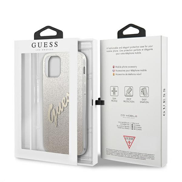 Guess Glitter Gradient Script -suojakuori iPhone 12 Pro Maxille, kulta