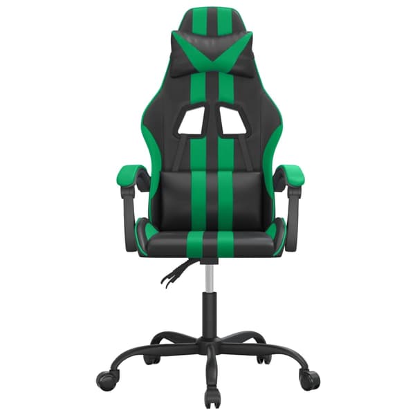 vidaXL gamingstol, sort og grøn, kunstlæder