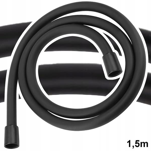 SILIKONE BRUSERSLANGE 150 cm glat SORT PVC 360° GUMMI