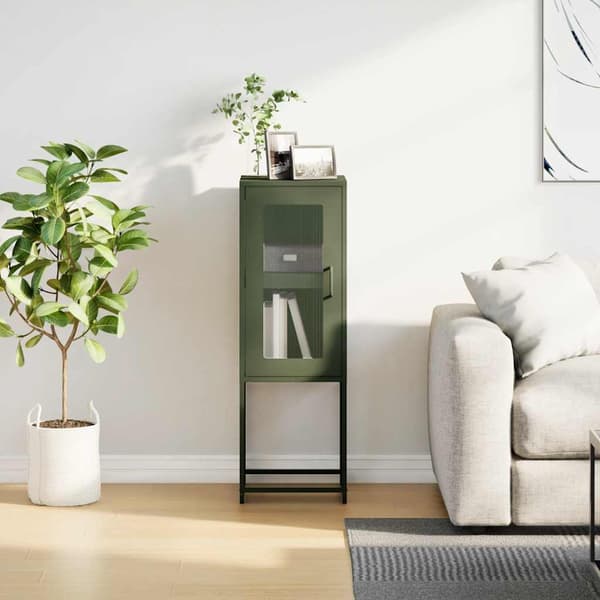 vidaXL kommode olivengrøn 36x39x107 cm koldvalset stål