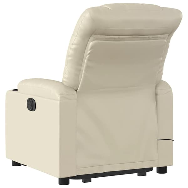 vidaXL Lyftbar massagefåtölj, krämfärgad, konstläder