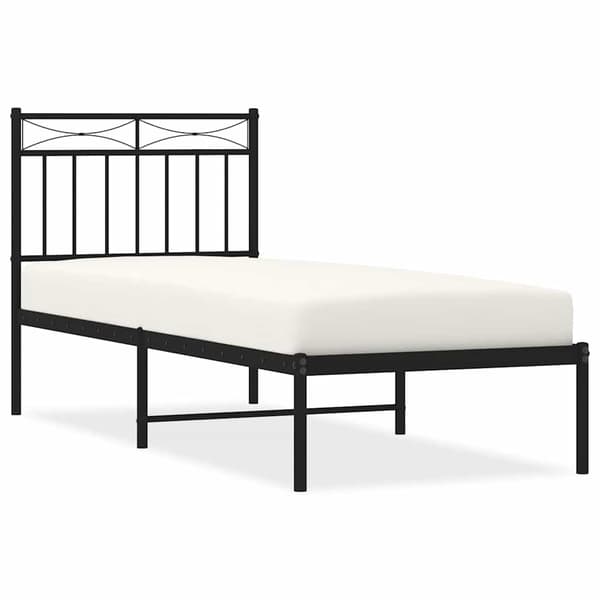 vidaXL metalsengestel med hovedgærde sort 75x190 cm