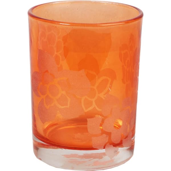 Orange glasljusstake 7,5x10 cm
