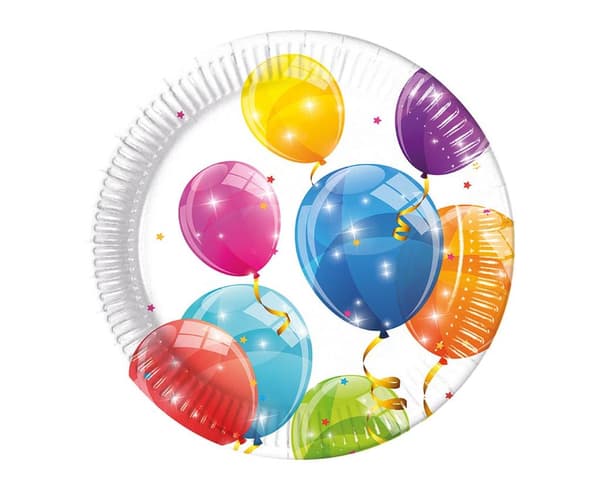 Gnistrande ballonger papperstallrikar 20 cm 8 st